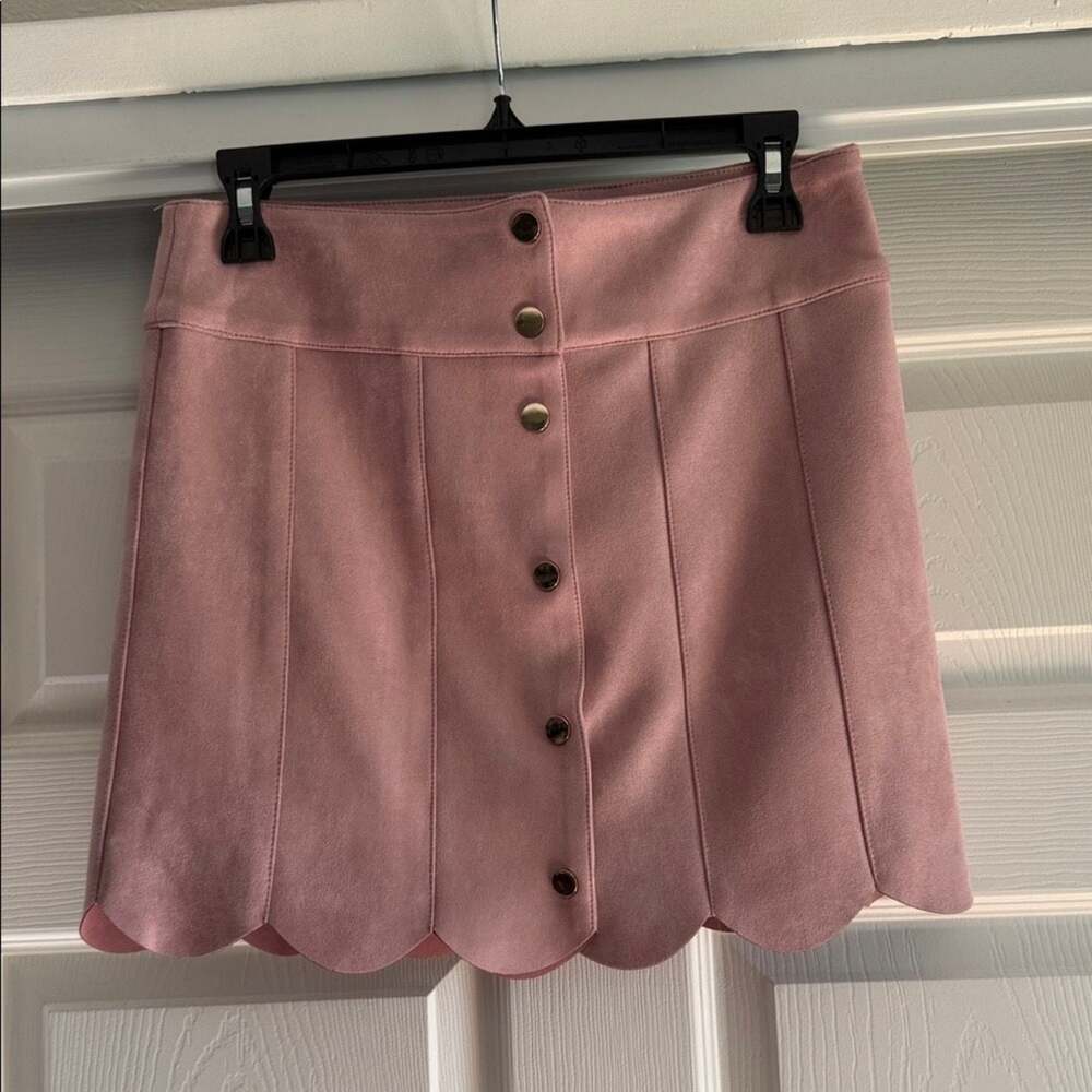 Mini Suede Scallop Fit and Flare Autumn Skirt Juniors Latge